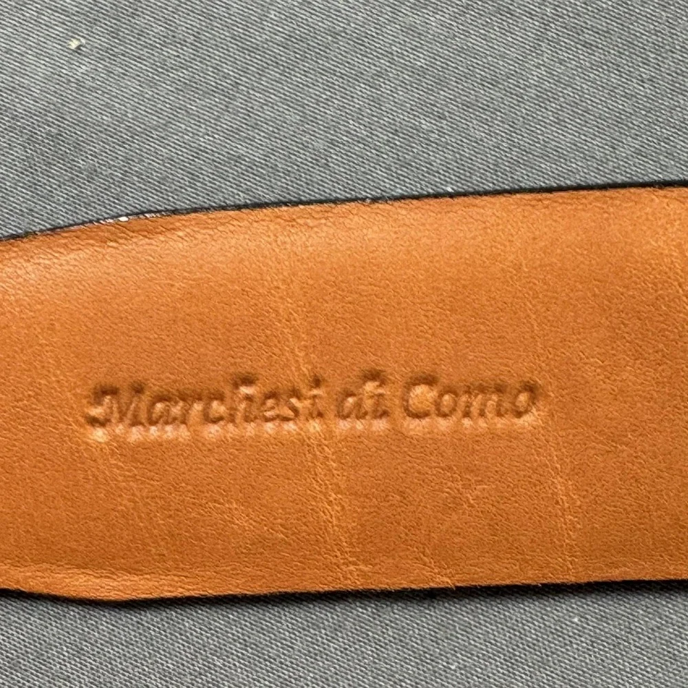 Marchesi di Como Belt Mens‎ 44 Black Genuine Leather Dress Silver Buckle 110cm
